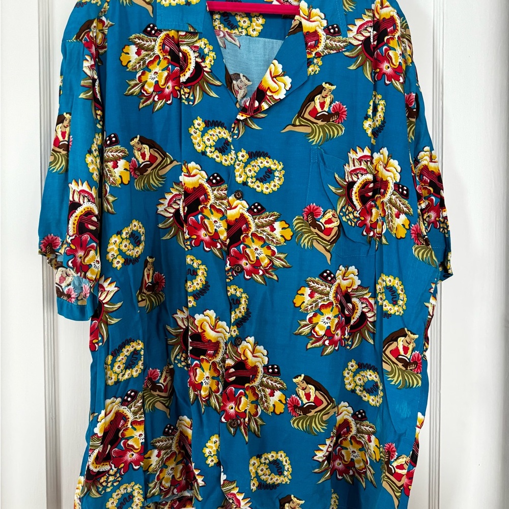 Vintage Floral, Hawaiian button-down, unisex XXL